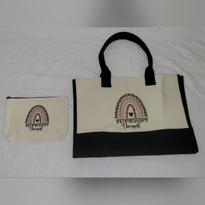 Respiratory Therapist Tote Bag & Makeup Pouch Set | Healthcare Gift
